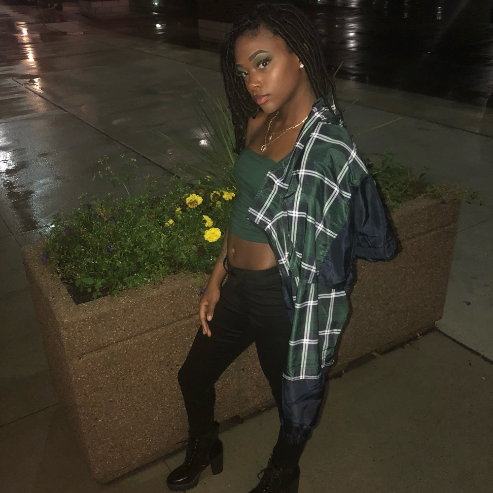 Green & Blue crop jacket